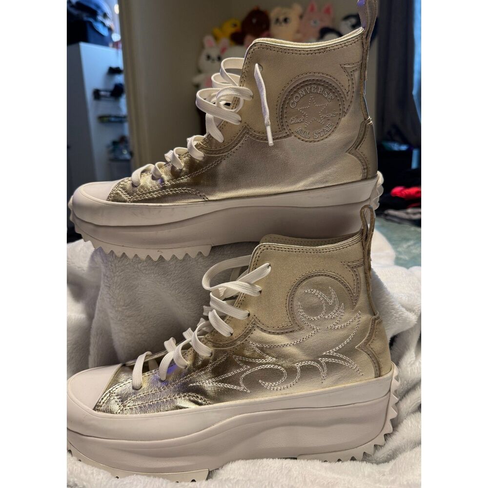 Converse Run Star Hike Platform High Top Metallic Gold Womens 10